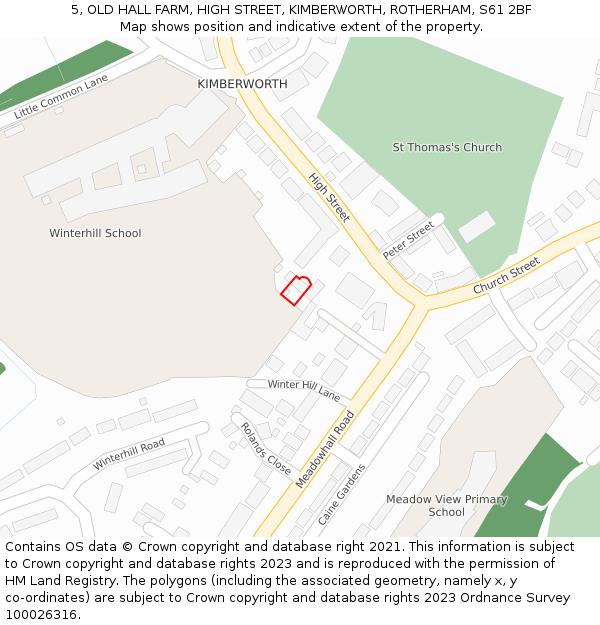 5, OLD HALL FARM, HIGH STREET, KIMBERWORTH, ROTHERHAM, S61 2BF: Location map and indicative extent of plot