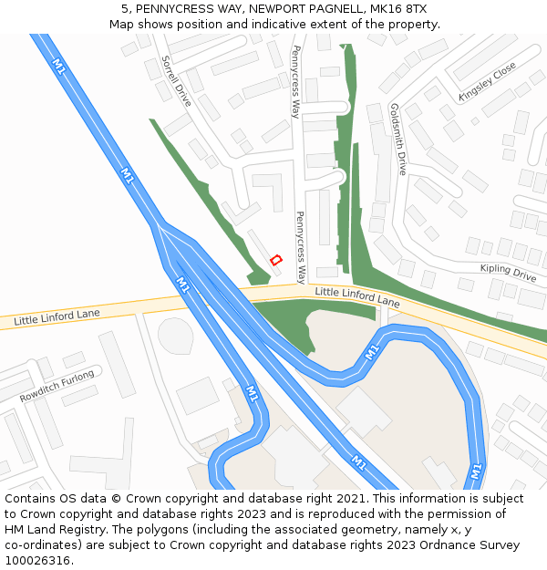 5, PENNYCRESS WAY, NEWPORT PAGNELL, MK16 8TX: Location map and indicative extent of plot