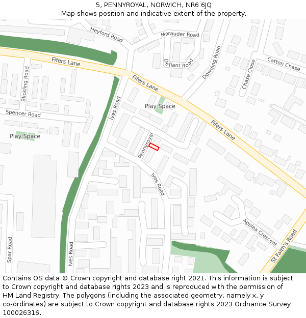 5, PENNYROYAL, NORWICH, NR6 6JQ: Location map and indicative extent of plot