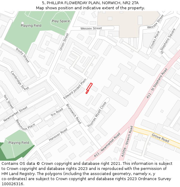 5, PHILLIPA FLOWERDAY PLAIN, NORWICH, NR2 2TA: Location map and indicative extent of plot