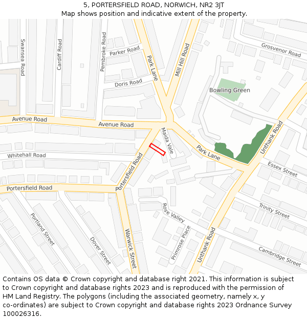 5, PORTERSFIELD ROAD, NORWICH, NR2 3JT: Location map and indicative extent of plot