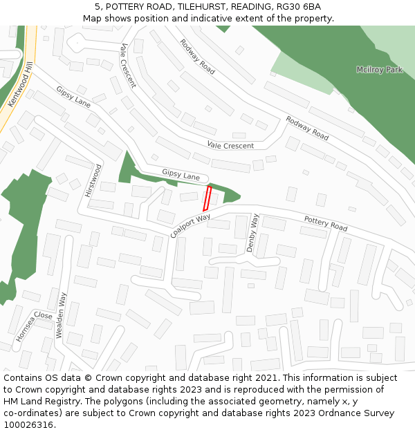 5, POTTERY ROAD, TILEHURST, READING, RG30 6BA: Location map and indicative extent of plot