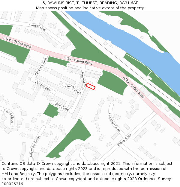 5, RAWLINS RISE, TILEHURST, READING, RG31 6AF: Location map and indicative extent of plot