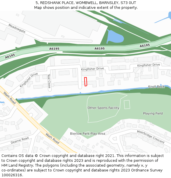 5, REDSHANK PLACE, WOMBWELL, BARNSLEY, S73 0UT: Location map and indicative extent of plot