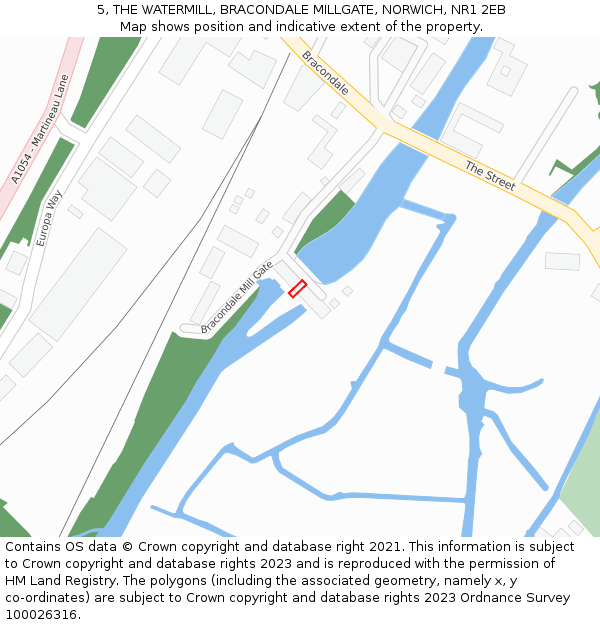 5, THE WATERMILL, BRACONDALE MILLGATE, NORWICH, NR1 2EB: Location map and indicative extent of plot