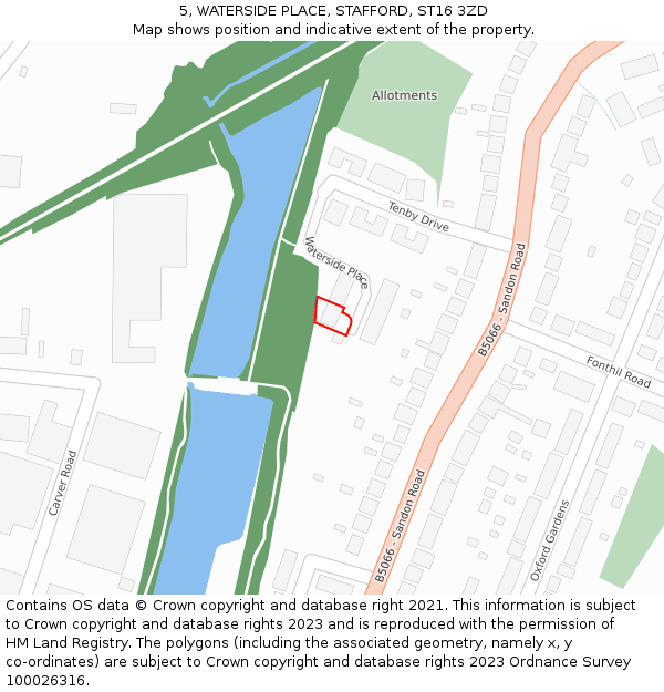 5, WATERSIDE PLACE, STAFFORD, ST16 3ZD: Location map and indicative extent of plot