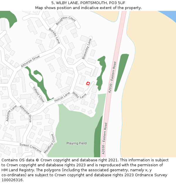 5, WILBY LANE, PORTSMOUTH, PO3 5UF: Location map and indicative extent of plot