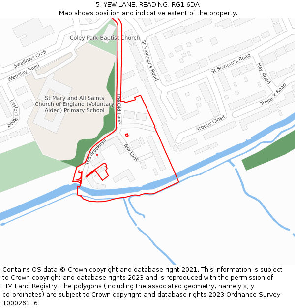 5, YEW LANE, READING, RG1 6DA: Location map and indicative extent of plot