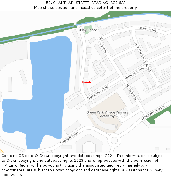 50, CHAMPLAIN STREET, READING, RG2 6AF: Location map and indicative extent of plot