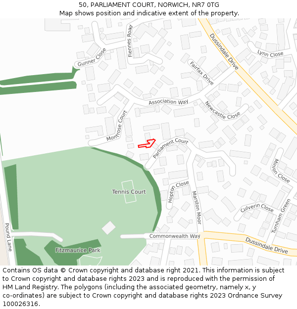 50, PARLIAMENT COURT, NORWICH, NR7 0TG: Location map and indicative extent of plot