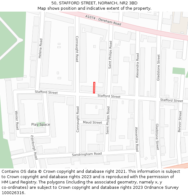 50, STAFFORD STREET, NORWICH, NR2 3BD: Location map and indicative extent of plot