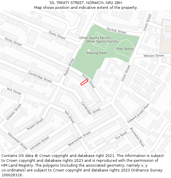 50, TRINITY STREET, NORWICH, NR2 2BH: Location map and indicative extent of plot