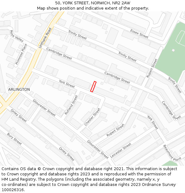 50, YORK STREET, NORWICH, NR2 2AW: Location map and indicative extent of plot
