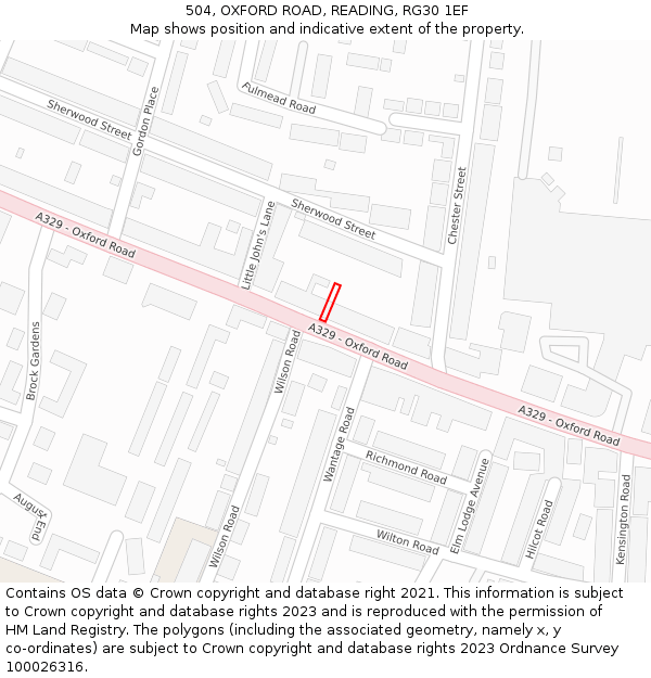 504, OXFORD ROAD, READING, RG30 1EF: Location map and indicative extent of plot