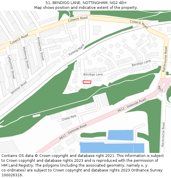 51, BENDIGO LANE, NOTTINGHAM, NG2 4EH: Location map and indicative extent of plot