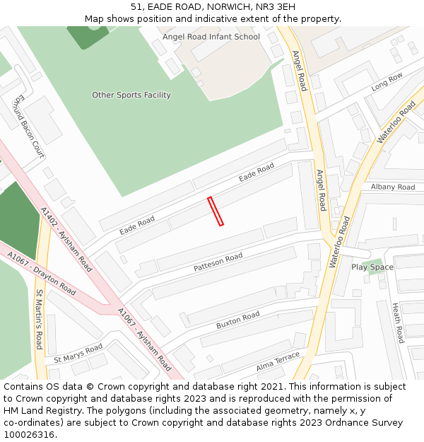 51, EADE ROAD, NORWICH, NR3 3EH: Location map and indicative extent of plot