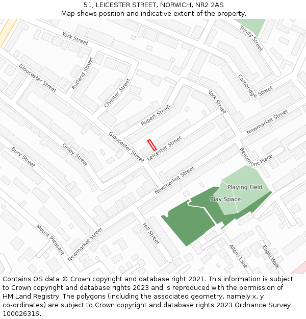 51, LEICESTER STREET, NORWICH, NR2 2AS: Location map and indicative extent of plot