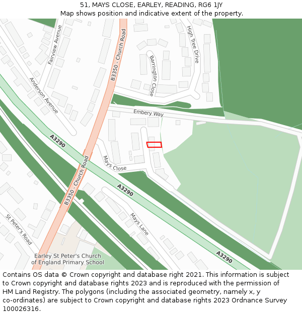 51, MAYS CLOSE, EARLEY, READING, RG6 1JY: Location map and indicative extent of plot