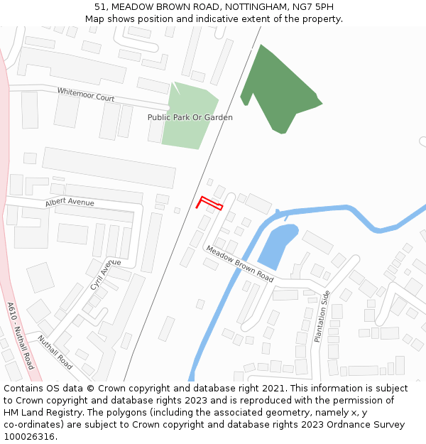 51, MEADOW BROWN ROAD, NOTTINGHAM, NG7 5PH: Location map and indicative extent of plot