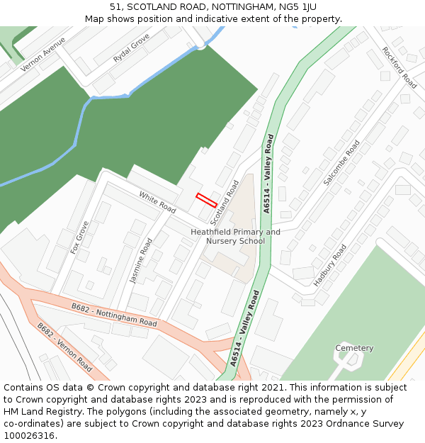 51, SCOTLAND ROAD, NOTTINGHAM, NG5 1JU: Location map and indicative extent of plot