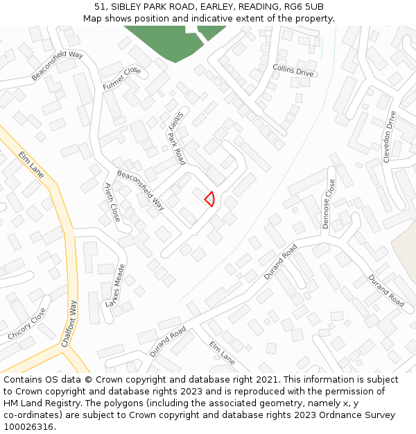 51, SIBLEY PARK ROAD, EARLEY, READING, RG6 5UB: Location map and indicative extent of plot