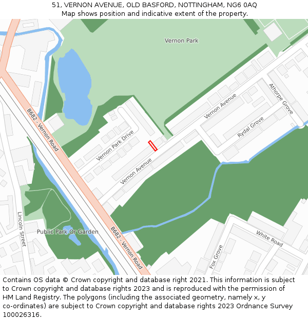 51, VERNON AVENUE, OLD BASFORD, NOTTINGHAM, NG6 0AQ: Location map and indicative extent of plot