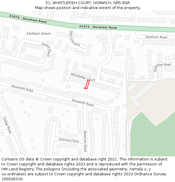 51, WHISTLEFISH COURT, NORWICH, NR5 8QR: Location map and indicative extent of plot