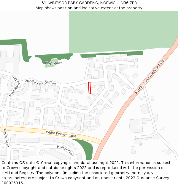 51, WINDSOR PARK GARDENS, NORWICH, NR6 7PR: Location map and indicative extent of plot