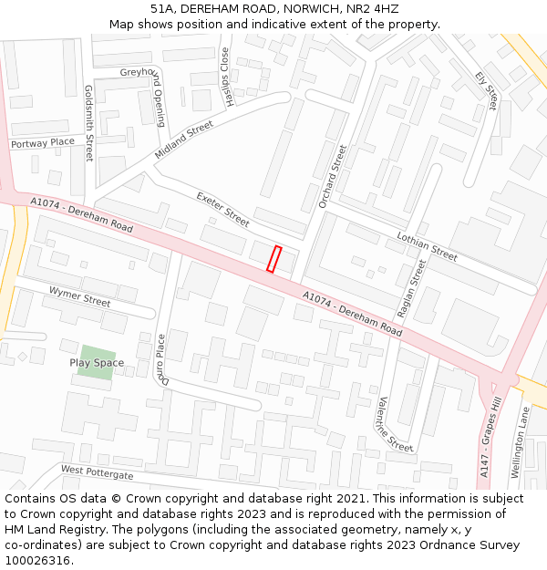 51A, DEREHAM ROAD, NORWICH, NR2 4HZ: Location map and indicative extent of plot