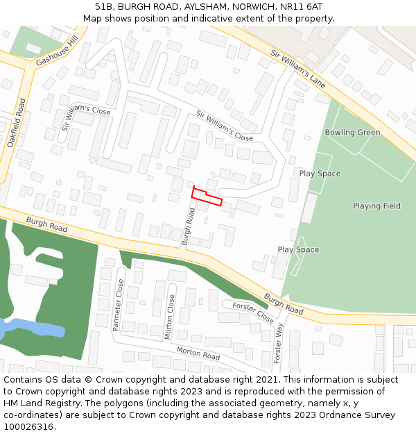51B, BURGH ROAD, AYLSHAM, NORWICH, NR11 6AT: Location map and indicative extent of plot