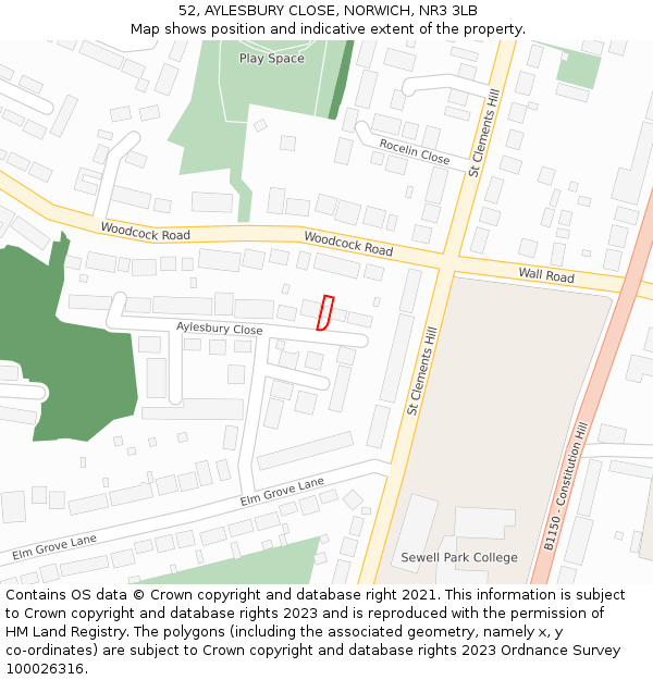 52, AYLESBURY CLOSE, NORWICH, NR3 3LB: Location map and indicative extent of plot