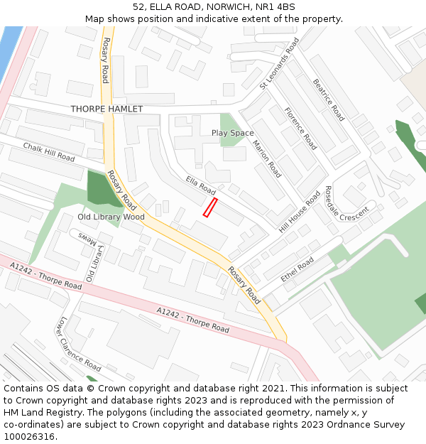 52, ELLA ROAD, NORWICH, NR1 4BS: Location map and indicative extent of plot