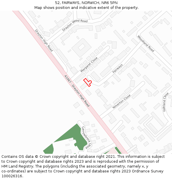 52, FAIRWAYS, NORWICH, NR6 5PN: Location map and indicative extent of plot