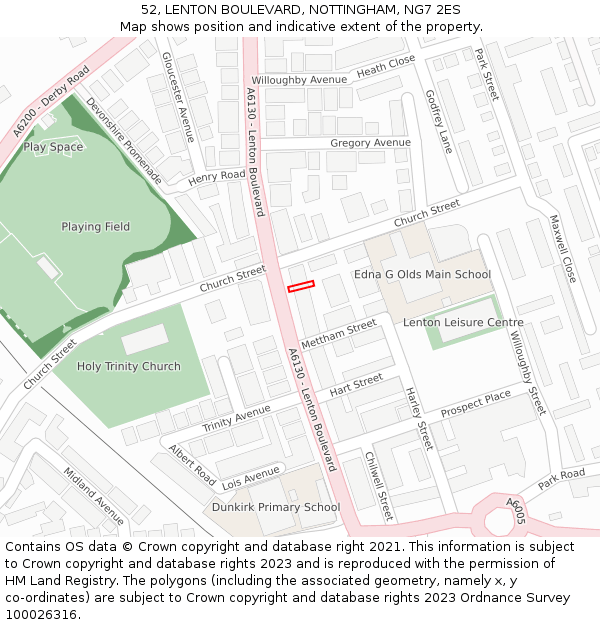 52, LENTON BOULEVARD, NOTTINGHAM, NG7 2ES: Location map and indicative extent of plot