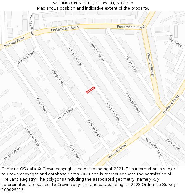 52, LINCOLN STREET, NORWICH, NR2 3LA: Location map and indicative extent of plot