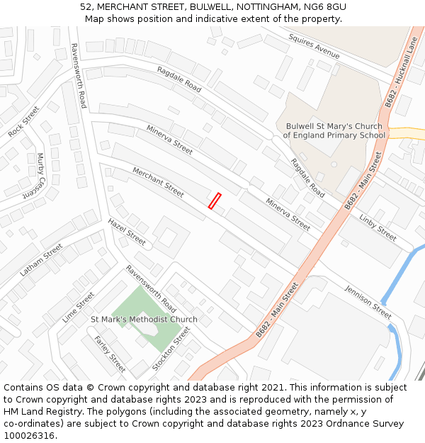52, MERCHANT STREET, BULWELL, NOTTINGHAM, NG6 8GU: Location map and indicative extent of plot