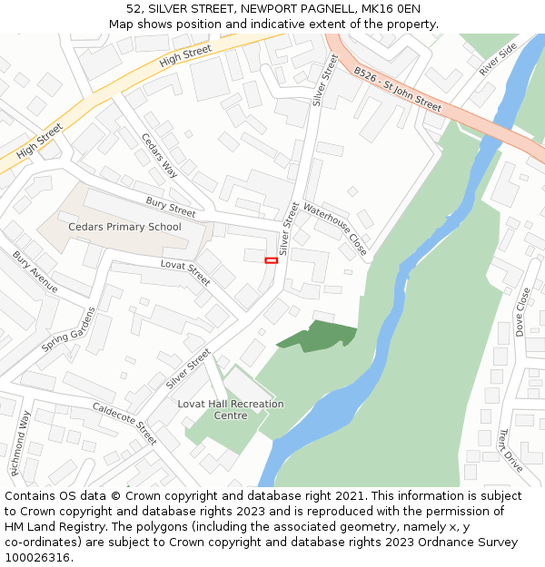 52, SILVER STREET, NEWPORT PAGNELL, MK16 0EN: Location map and indicative extent of plot