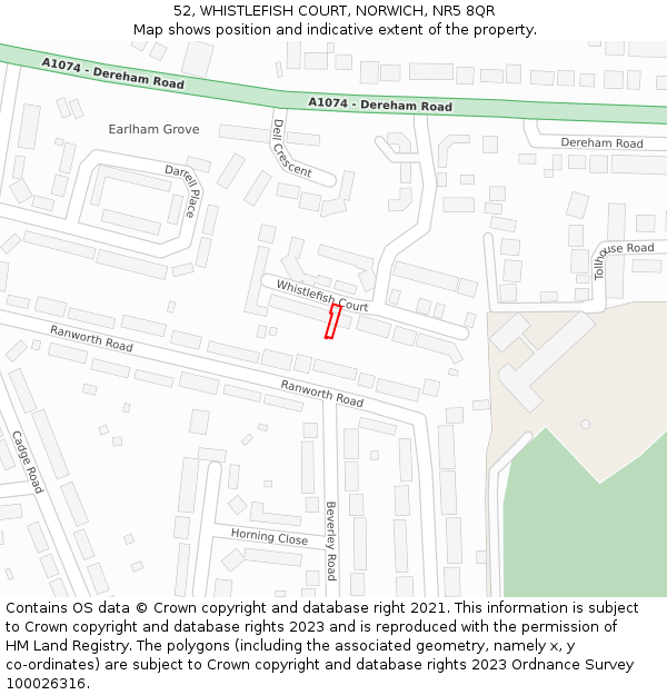 52, WHISTLEFISH COURT, NORWICH, NR5 8QR: Location map and indicative extent of plot