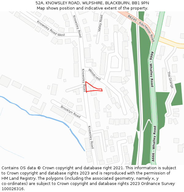 52A, KNOWSLEY ROAD, WILPSHIRE, BLACKBURN, BB1 9PN: Location map and indicative extent of plot