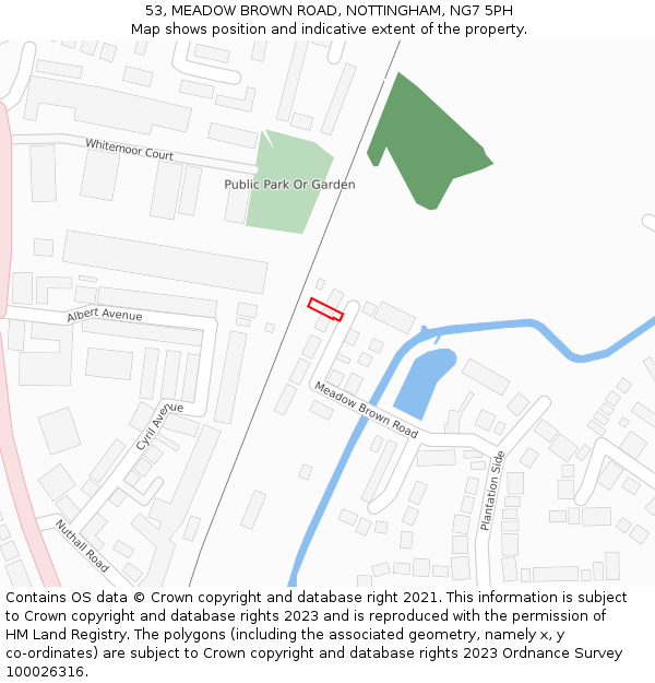 53, MEADOW BROWN ROAD, NOTTINGHAM, NG7 5PH: Location map and indicative extent of plot