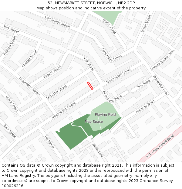 53, NEWMARKET STREET, NORWICH, NR2 2DP: Location map and indicative extent of plot