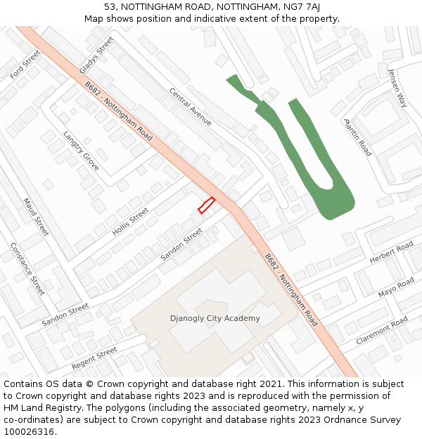 53, NOTTINGHAM ROAD, NOTTINGHAM, NG7 7AJ: Location map and indicative extent of plot