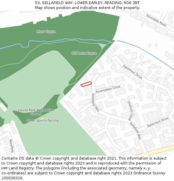 53, SELLAFIELD WAY, LOWER EARLEY, READING, RG6 3BT: Location map and indicative extent of plot