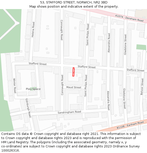 53, STAFFORD STREET, NORWICH, NR2 3BD: Location map and indicative extent of plot