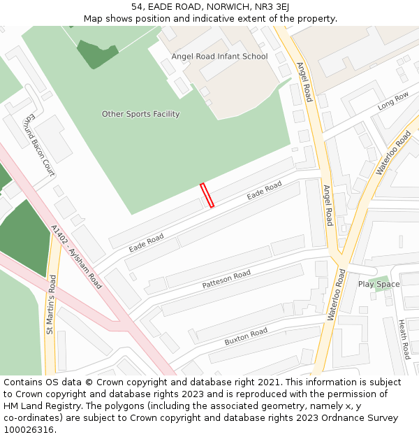 54, EADE ROAD, NORWICH, NR3 3EJ: Location map and indicative extent of plot