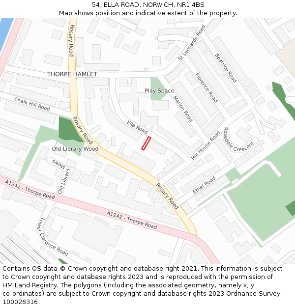 54, ELLA ROAD, NORWICH, NR1 4BS: Location map and indicative extent of plot