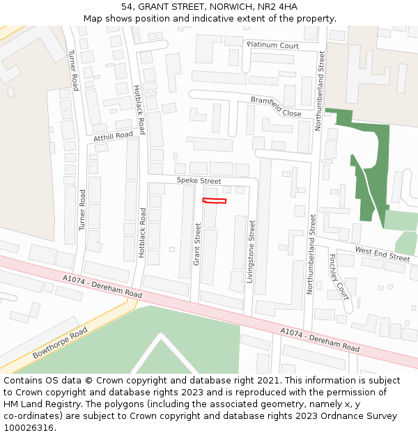 54, GRANT STREET, NORWICH, NR2 4HA: Location map and indicative extent of plot