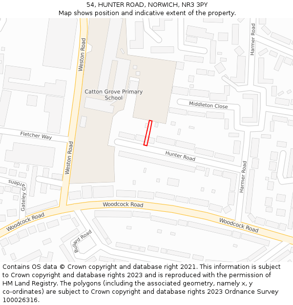 54, HUNTER ROAD, NORWICH, NR3 3PY: Location map and indicative extent of plot