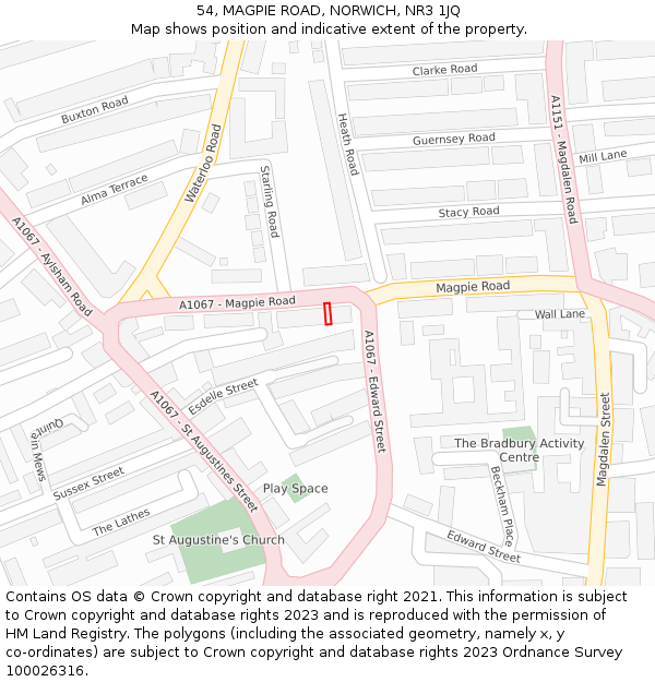 54, MAGPIE ROAD, NORWICH, NR3 1JQ: Location map and indicative extent of plot