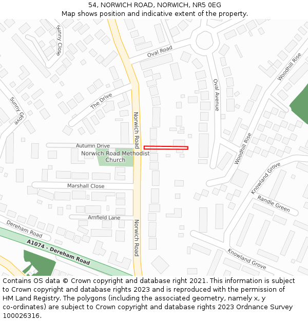 54, NORWICH ROAD, NORWICH, NR5 0EG: Location map and indicative extent of plot